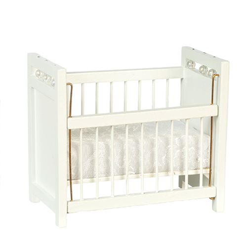 Dollhouse Miniature Crib, White